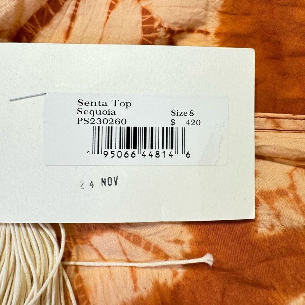 NWT Ulla Johnson Senta One-Shoulder Tie Dye Shibori Ruffle Top Sequoia Size 8 - Picture 6 of 8